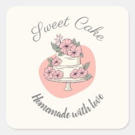 Sweet Cake Bakery Logo Fyrkantigt Klistermärke
