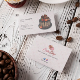 Sweet Cake Business | Elegant Cheery Cake Visitkort