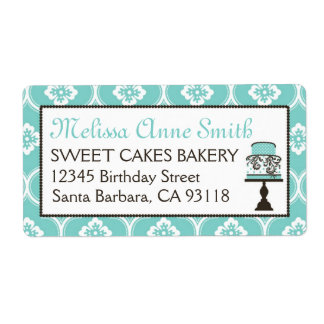 Sweet Cake Business Shipping Label Turq Fraktsedel