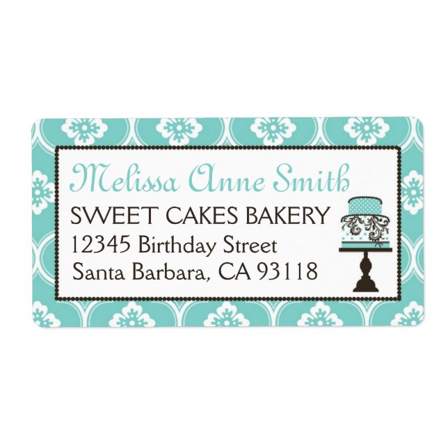 Sweet Cake Business Shipping Label Turq Fraktsedel (Framsidan)