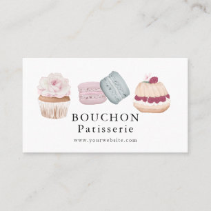 Sweet Cake Macaron Cuptårta White Bakery Visitkort