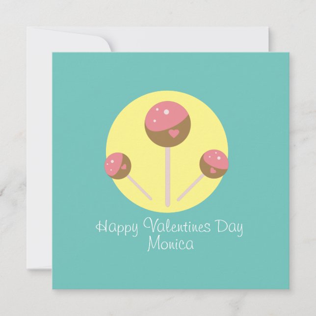 Sweet Cakepop Valentines day vycard Kort (Framsida)