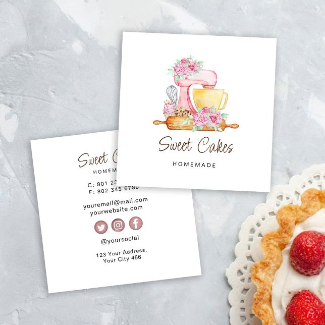 Sweet Cakes Bakery Fyrkantigt Visitkort (Skapare uppladdad)