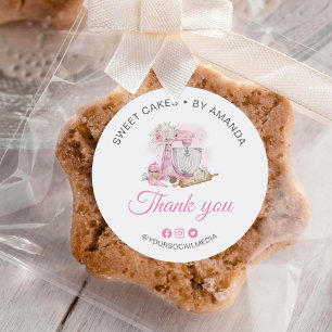 Sweet Cakes Rosa Tack Runt Klistermärke