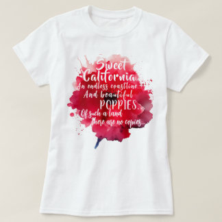 Sweet California Red Poppy Romantic Patriotic T Shirt