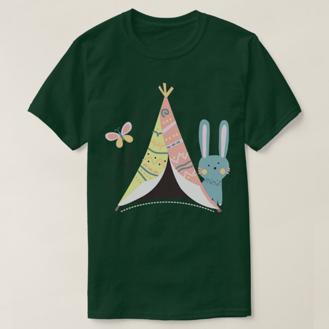 Sweet Camping Rabbit T Shirt (Design framsida)