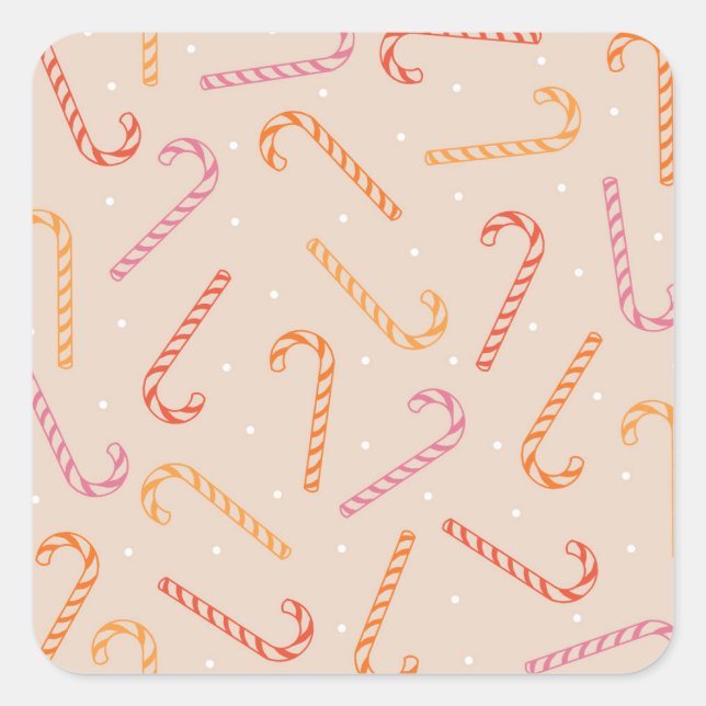 Sweet candy cane mönster fyrkantigt klistermärke (Framsida)