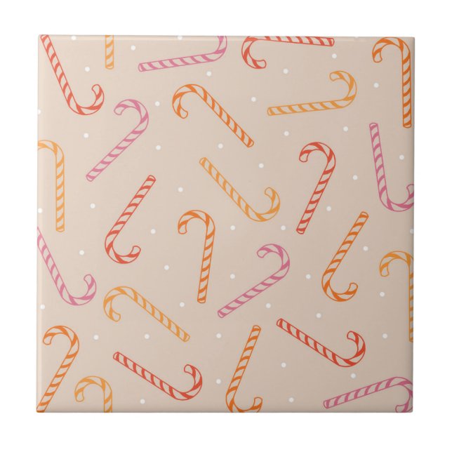 Sweet candy cane mönster kakelplatta (Framsidan)