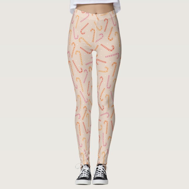 Sweet candy cane mönster leggings (Framsida)