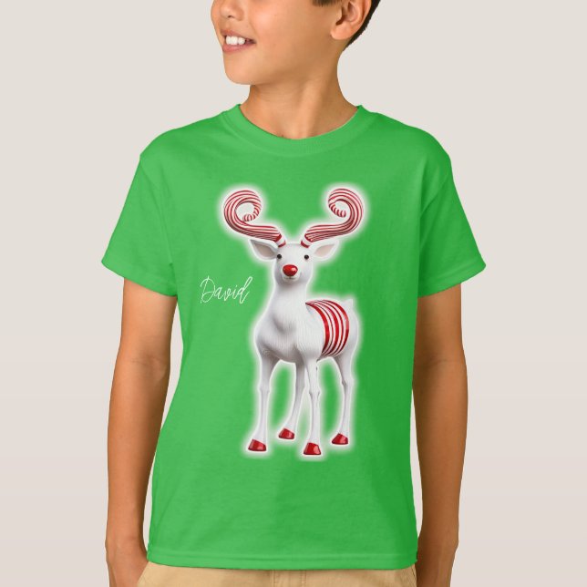 Sweet Candy cane Reindeer T Shirt (Framsida)