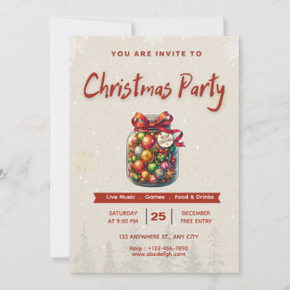 🍬🎄Sweet Candy Christmas Editable 5x7” Invitation Inbjudningar