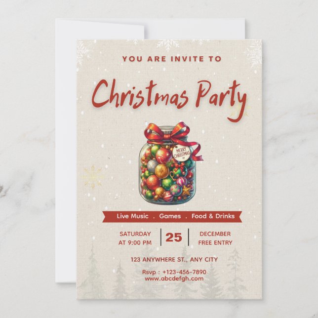 🍬🎄Sweet Candy Christmas Editable 5x7” Invitation Inbjudningar (Framsida)