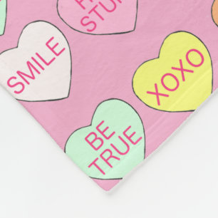 Sweet Candy Conversation Hearts Valentine Day Fleecefilt