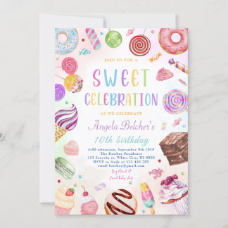 Sweet Candy Firande Birthday Inbjudningar