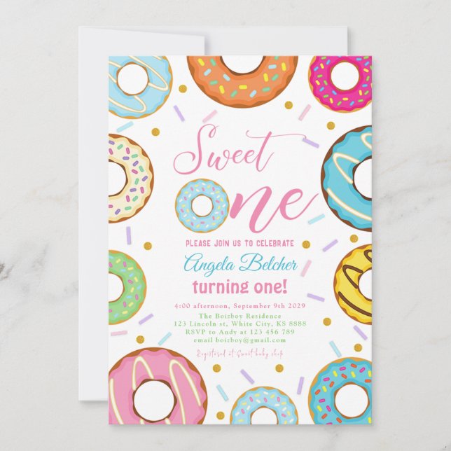 Sweet Candy Firande Sweet en Birthday Inbjudningar (Framsida)