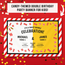 Sweet Candy Kids Dubbla Birthday Anpassningsbar
