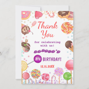Sweet Candy Land Birthday Ice Cream Donut Party Tack Kort