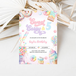 Sweet Candy Land Ice kräl Girls 5th Birthday Inbjudningar