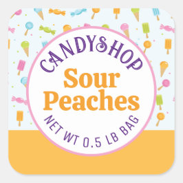 Sweet Candy Shop Ice Cream Orange Sticker Label Fyrkantigt Klistermärke