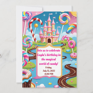 Sweet Candyland Birthday Party Invitation for Kids Inbjudningar