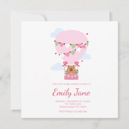 Sweet Capybara Baby Shower Invitation Baby Girl Inbjudningar