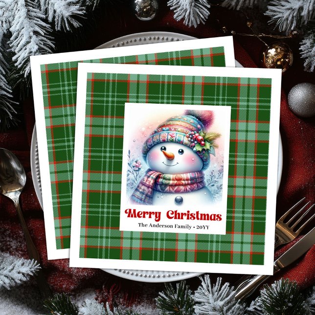 Sweet cartoon snowman watercolor kids napkins  pappersservett (Sweet cartoon snowman watercolor kids napkins )