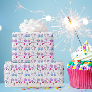 Sweet Cat Ansikte Grattis på födelsedagen Firande Presentpapper