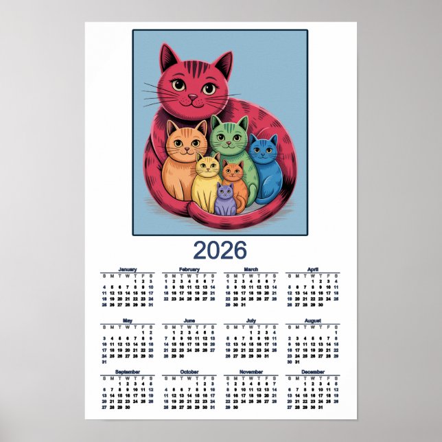 Sweet Cat Family 2026 Calendar of Cats Poster (Framsidan)