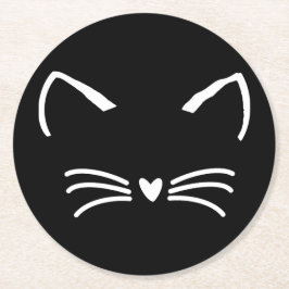 Sweet Cat Kitten Ansikte Underlägg Papper Rund