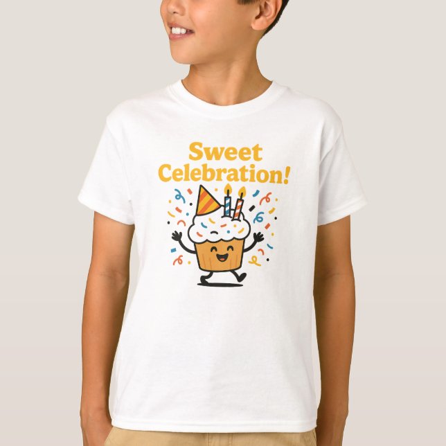 Sweet Celebration Cute Chocolate Cupcake Design T Shirt (Framsida)