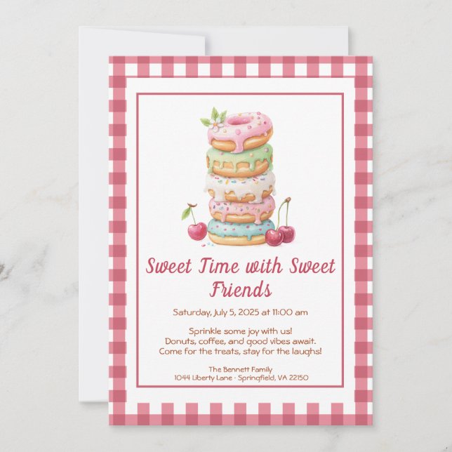Sweet Celebration Invite – Colorful Donuts Party  Inbjudningar (Framsida)