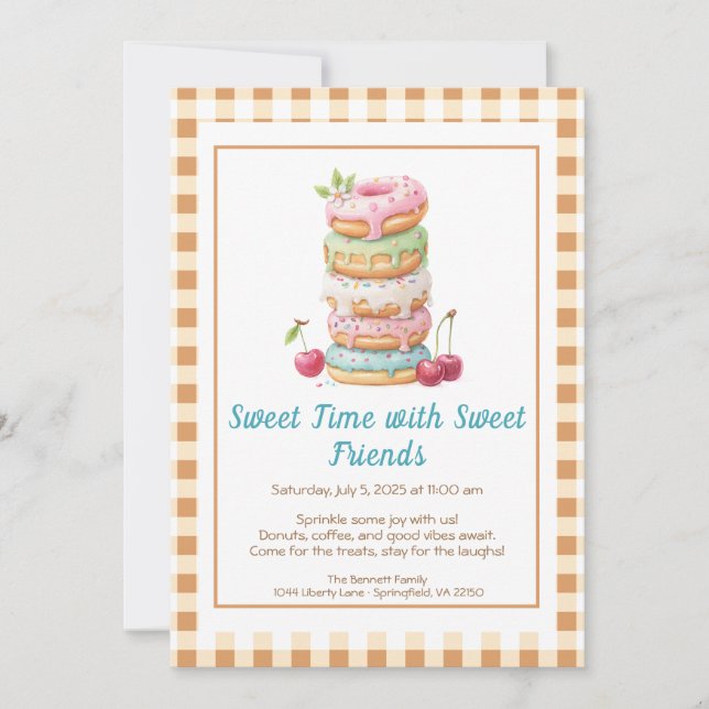 Sweet Celebration Invite – Colorful Donuts Party  Inbjudningar (Framsida)