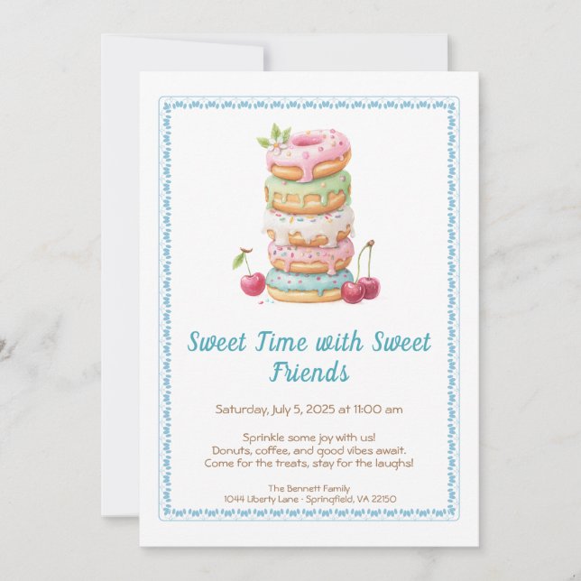 Sweet Celebration Invite – Colorful Donuts Party  Inbjudningar (Framsida)