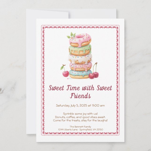 Sweet Celebration Invite – Colorful Donuts Party  Inbjudningar (Framsida)