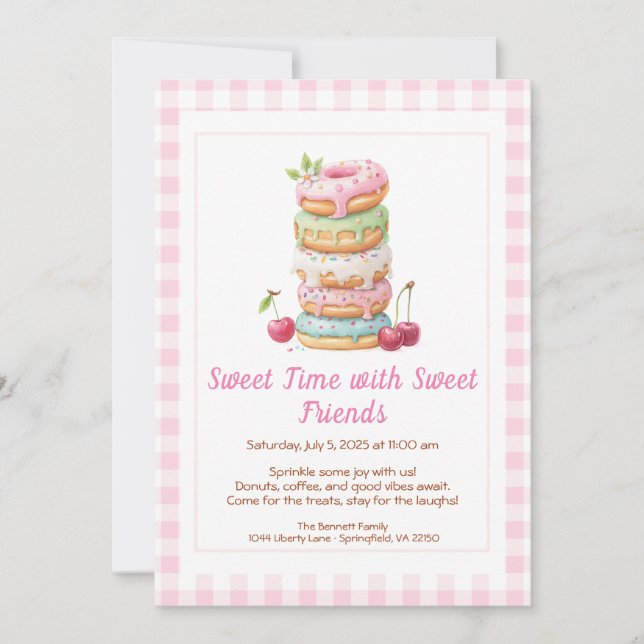 Sweet Celebration Invite – Colorful Donuts Party  Inbjudningar (Framsida)