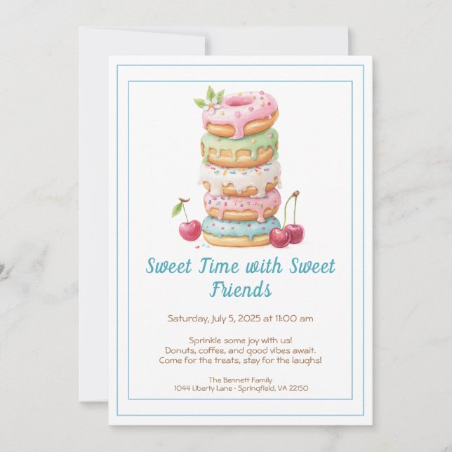 Sweet Celebration Invite – Colorful Donuts Party  Inbjudningar (Framsida)