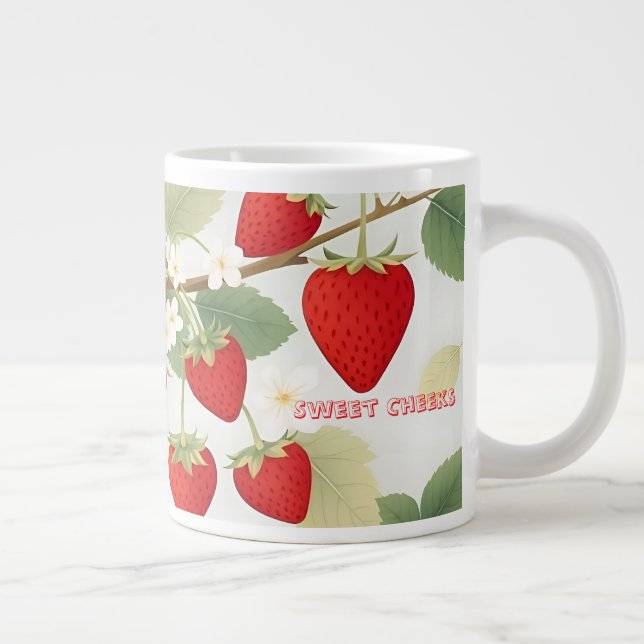 Sweet Cheeks Anpassningsbar Red Strawbär White Flo Jumbo Mugg (Höger)