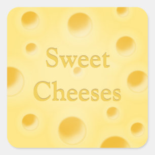"Sweet Cheese" Anpassade av Holey Cheese Slice Fyrkantigt Klistermärke
