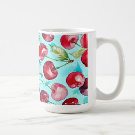 Sweet cherries colorful watercolor cherry art  kaffemugg
