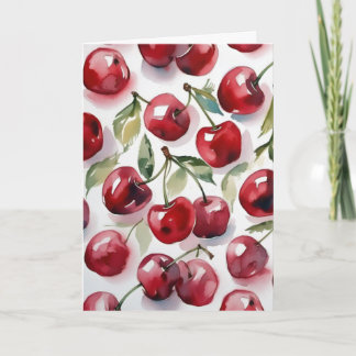 Sweet cherries colorful watercolor cherry art kort