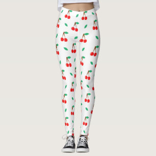 Sweet Cherries Mönster på White Leggings