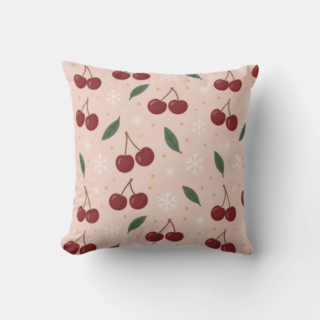 🍒🌸Sweet Cherry Blush Snow Collection Kudde (Framsida)