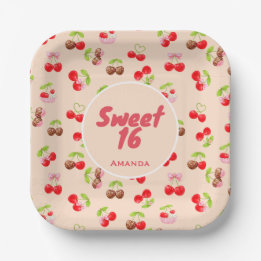 Sweet Cherry Dessert Birthday Pattern Cute Party 