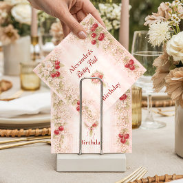 Sweet Cherry Floral First Birthday 1st Birthday Pappersservett