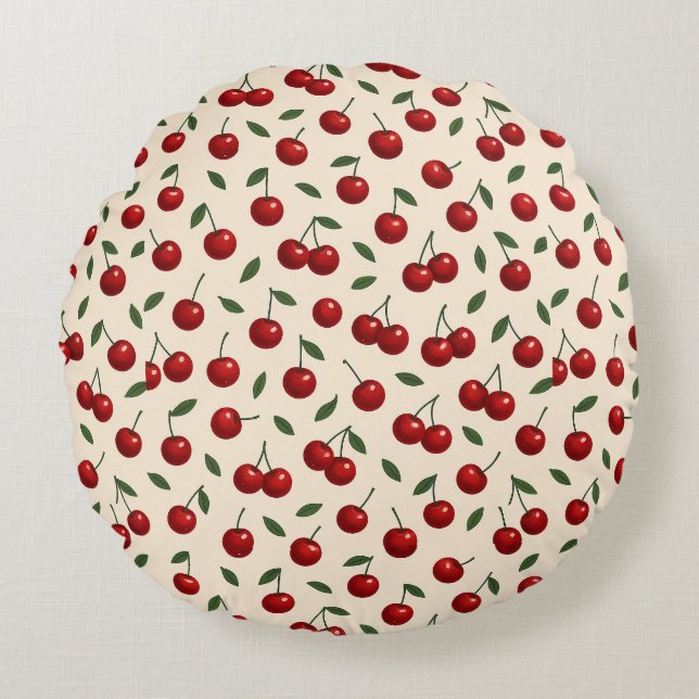 🍒✨Sweet Cherry Minimal Collectio Rund Kudde (Framsidan)