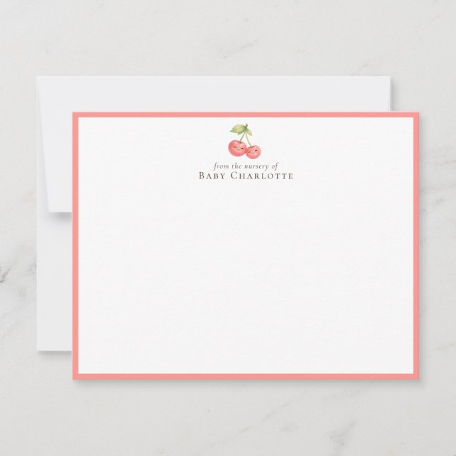 Sweet Cherry Nursery Flat Note Card Anteckningskort (Framsida)