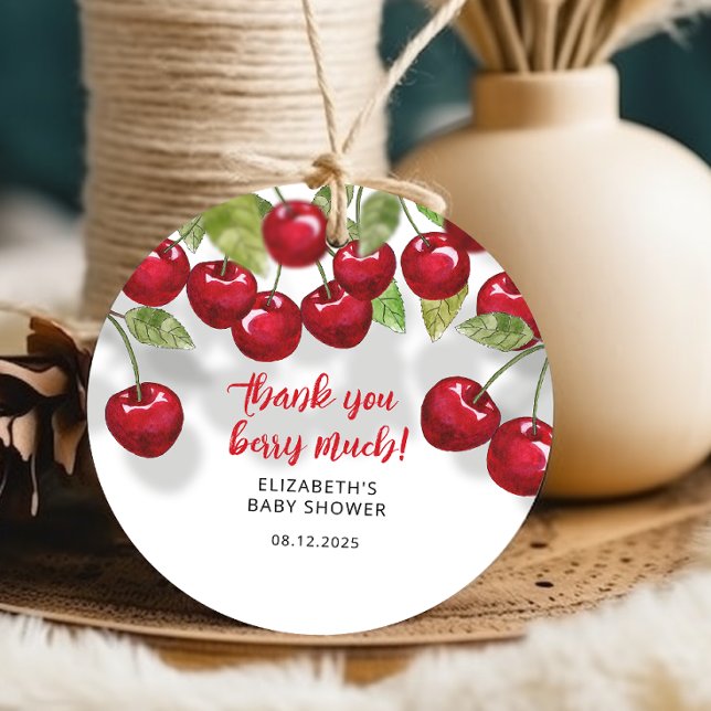 Sweet Cherry Tack Berry Mycket Baby Shower Gåvor Etiketter (Skapare uppladdad)