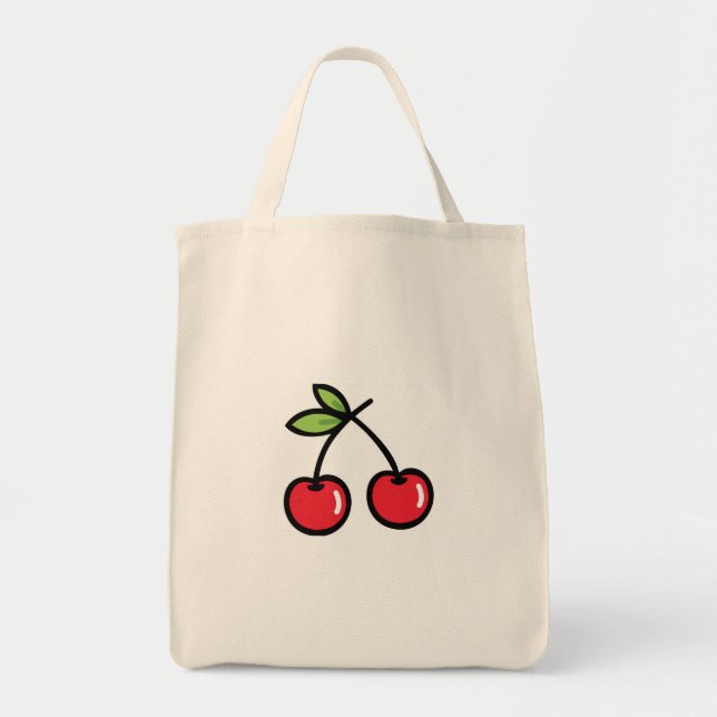 Sweet Cherry Tote Bag Tygkasse (Framsidan)