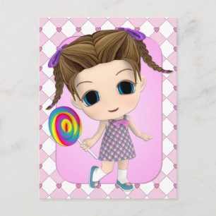 Sweet Chibi Girl Postcard Vykort