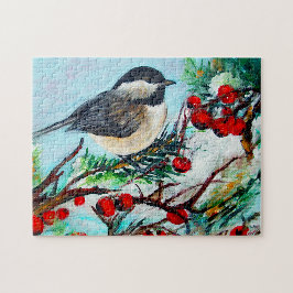 Sweet Chickadee Sång Bird Painting Pussel